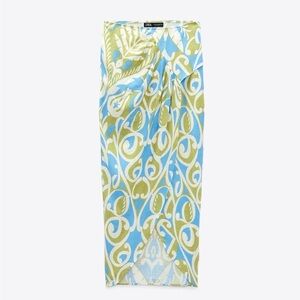 New Zara Printed Wrap Midi Skirt.  Size: L